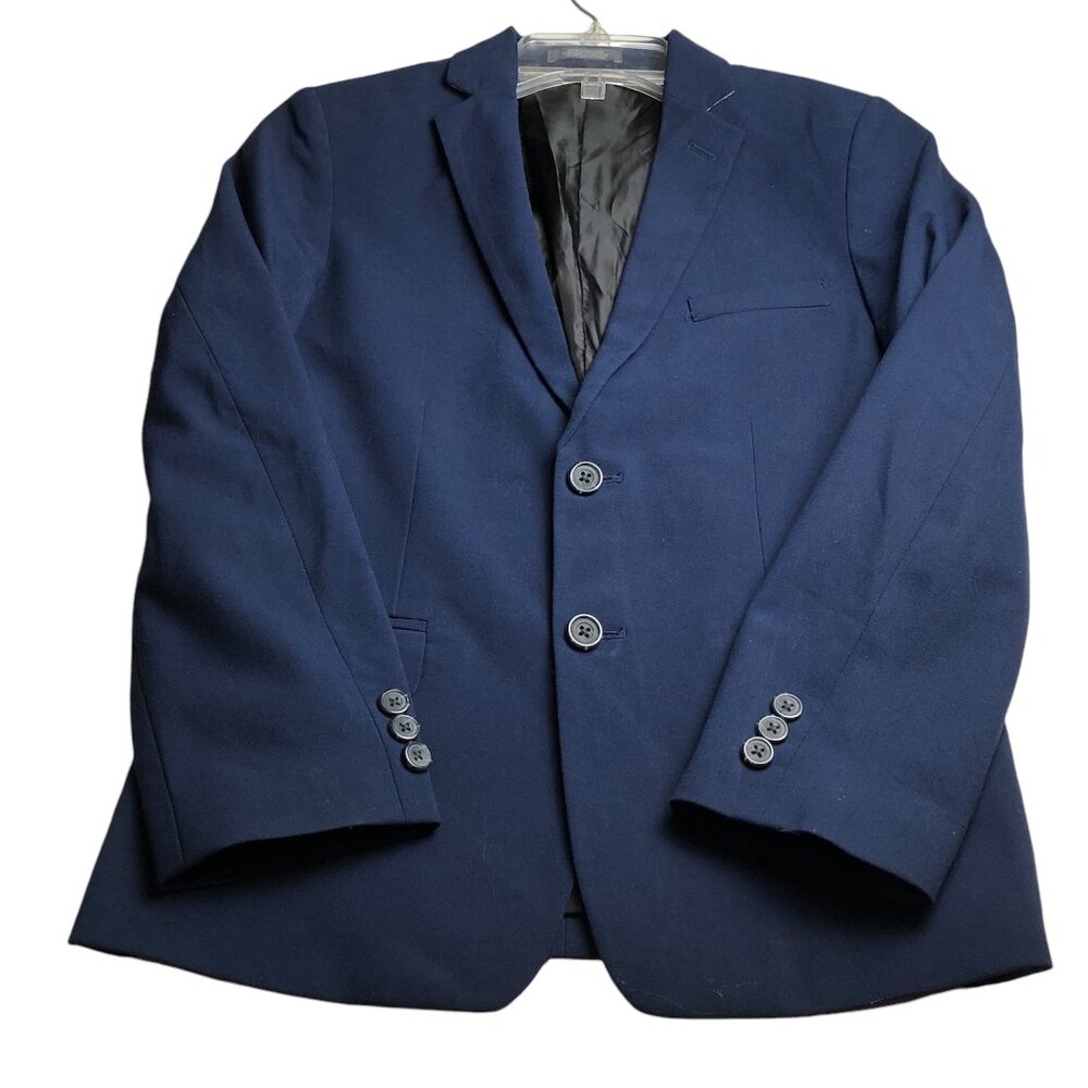 Boys Youth Van Heusen Two-Button Blazer Jacket Blue Size 12 Polyester
